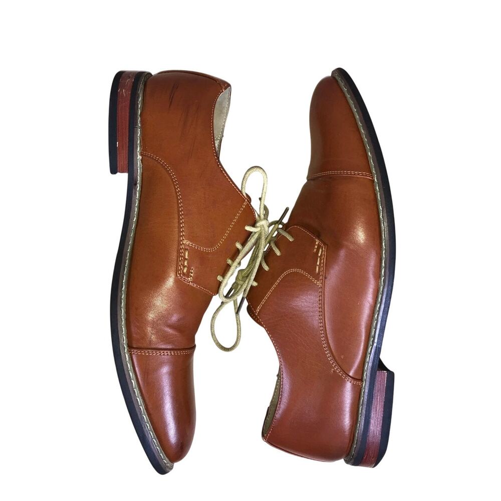 Bruno Marc New York Dress Shoes Men’s Size 12W Brown Faux Leather Oxford Loafer
